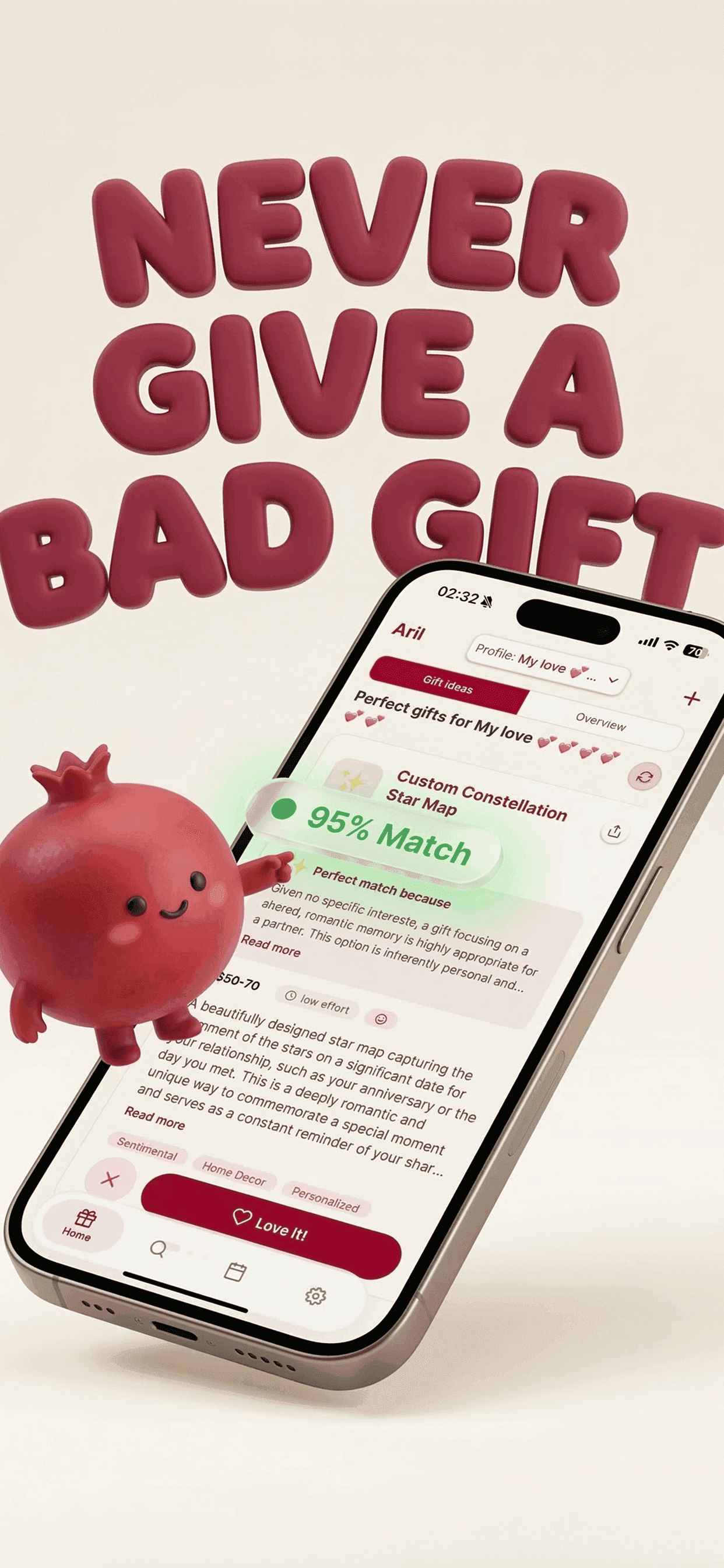 Aril gift match detail view — AI explanation of why each gift fits