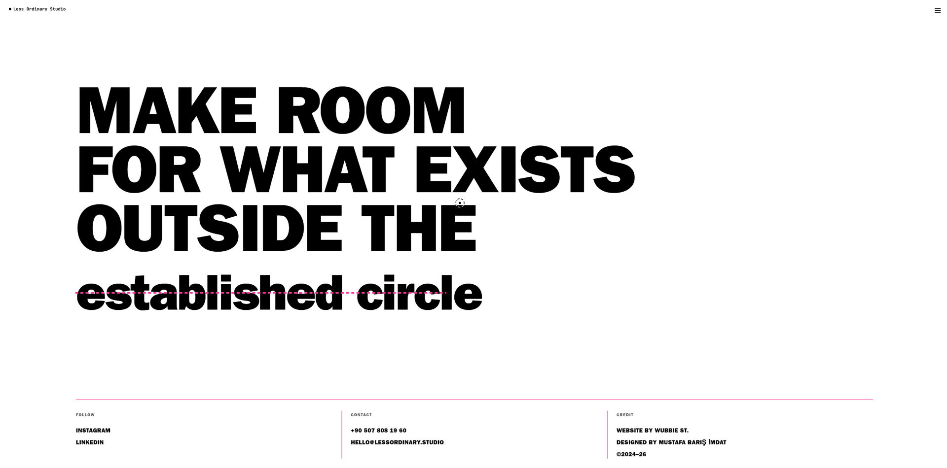 Less Ordinary Studio — independent artist platform manifesto page, design by Mustafa Barış İmdat