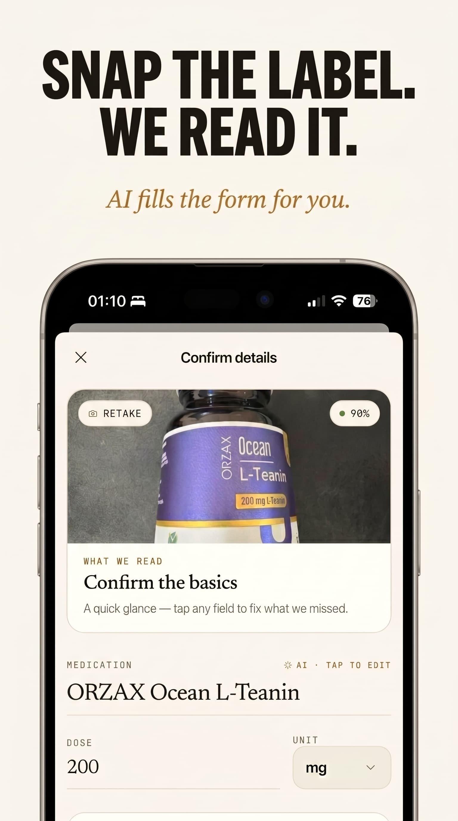 Pill Reminder Kit — AI label scan that auto-fills the medication form using Claude vision