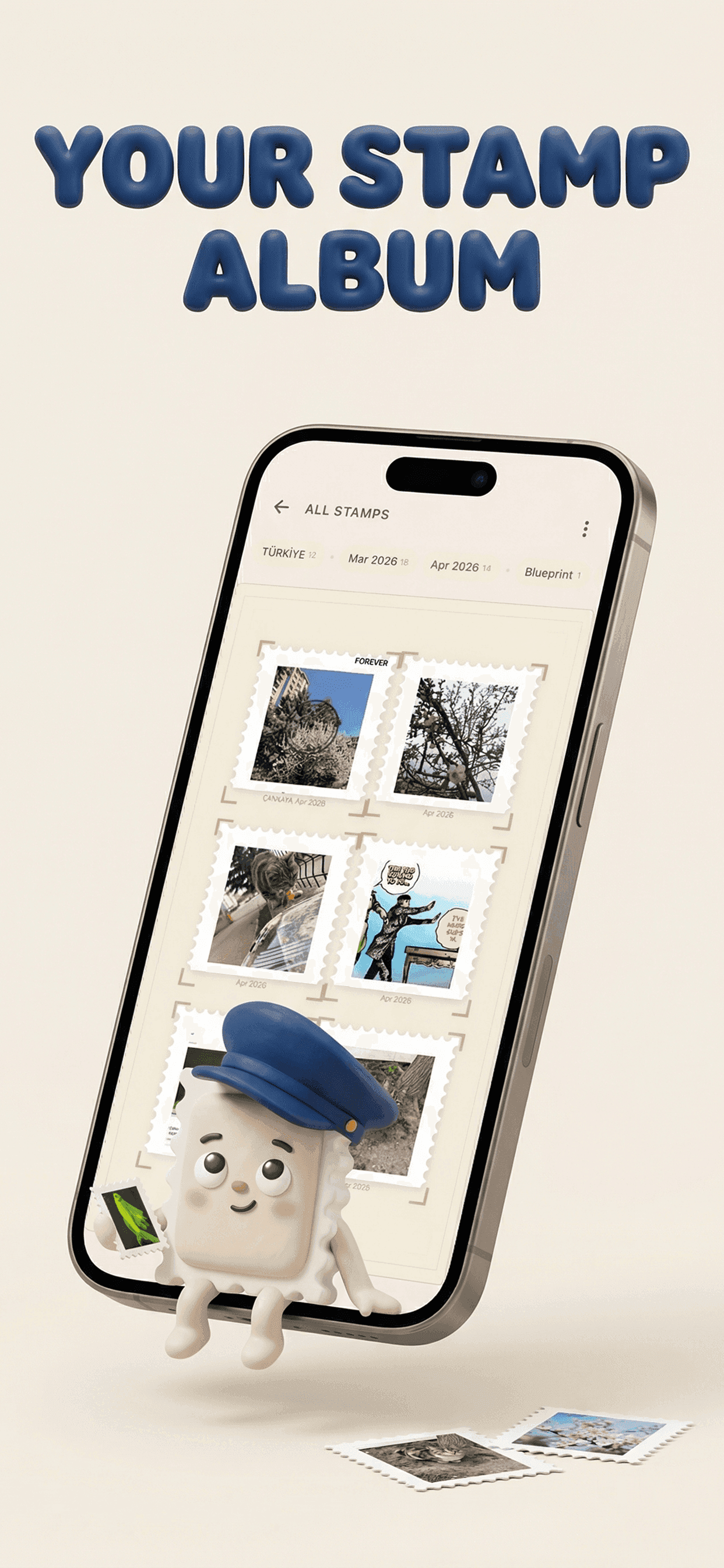 Pullu stamp album collection view, custom-designed stamps gallery